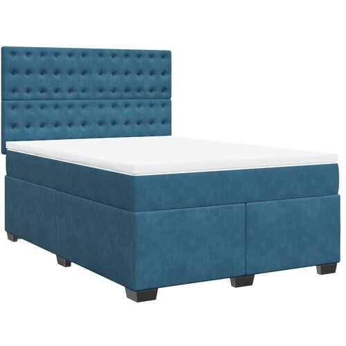 vidaXL Box spring postelja z vzmetnico modra 140x190 cm žamet, (21309259) Cene