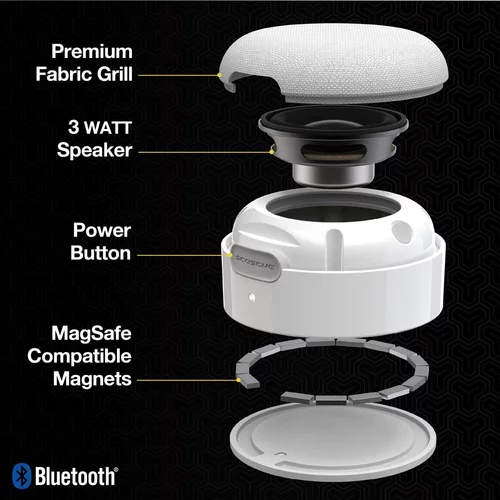 Scosche kompaktni MagSafe® kompatibilni magnetni brezžični zvočnik, bel., (21166138)