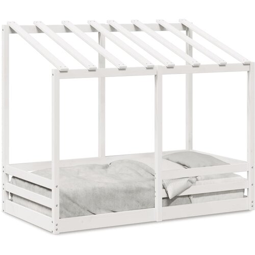 VidaXL Dječji krevet s krovom bijeli 70 x 140 cm od masivne borovine Slike