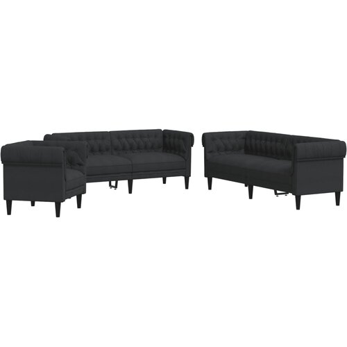  3-dijelni set sofa crni od tkanine Slike