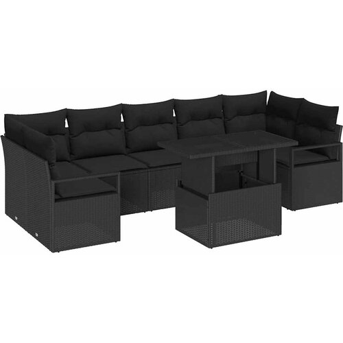 Sjedeća garnitura za vrt 8 kom. Crna Poli ratan 289 x 122 x 85 cm Slike
