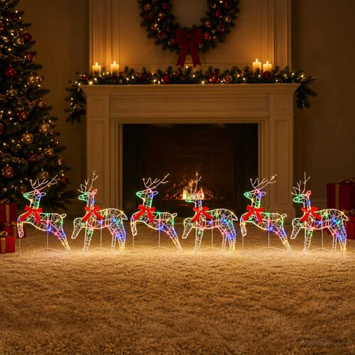  Božićni irvas 6 kom. 80 LED lampica Višebojno 43 x 19 x 65 cm Cene