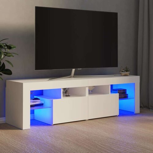 TV ormarić s LED svjetlima bijeli 140 x 36 5 x 40 cm Slike