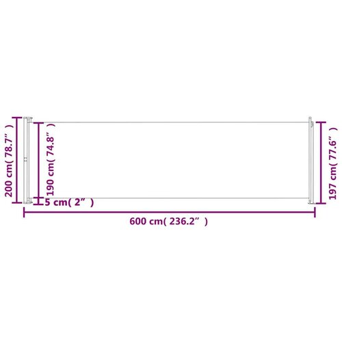VidaXL Uvlačiva bočna tenda za terasu 200 x 600 cm krem Slike