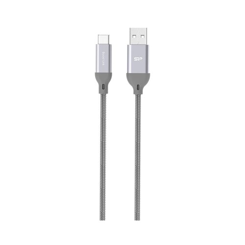 Silicon Power SP1M0ASYLK30AC1G USB3.0 to USB-C Cable, Boost Link Nylon LK30AC, Supports QC3.0/QC2.0 up to 3A, Up to 5Gbit/s, Gray, 1m Cene
