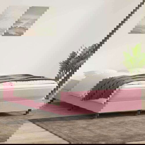 Box spring postelja brez vzmetnico roza 140x220 cm žamet, (21792065) Slike