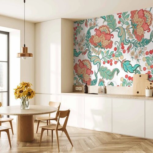  Foto tapeta - Ethnic vegetation - plant motif with ornaments in coloured flowers 350x256 Slike