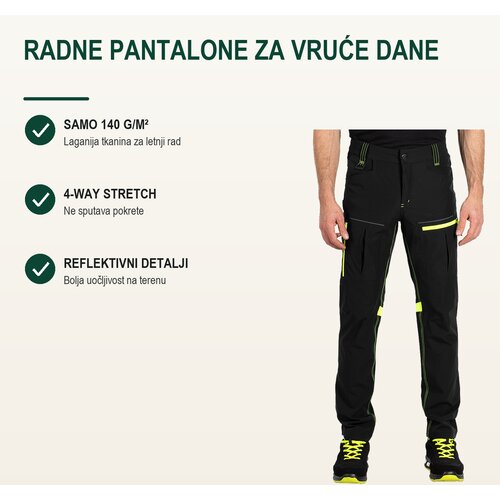 TEKTON PRO Letnje radne pantalone Panther Pants S, Crne Cene