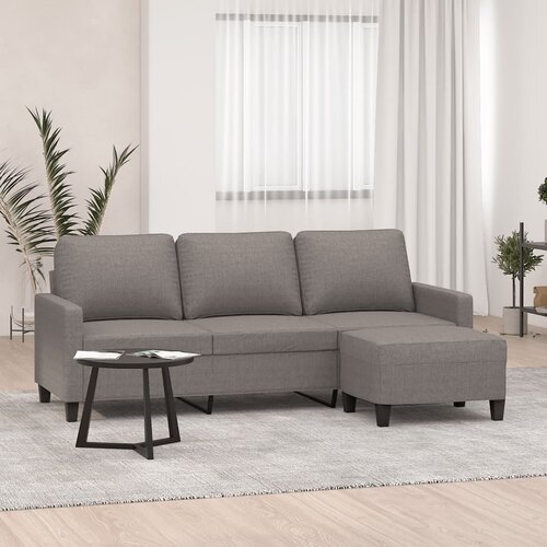 vidaXL Kavč trosed s stolčkom za noge taupe 180 cm blago Cene