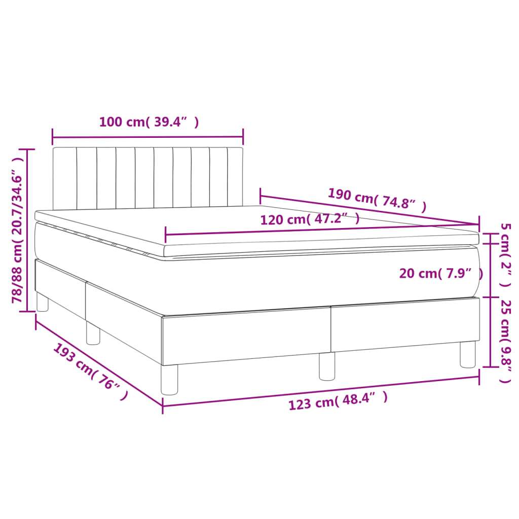  Krevet box spring s madracem LED ružičasti 120x190cm bar&amp;scaron;unasti Slike
