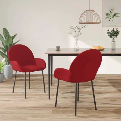  Vrtljivi jedilni stoli 2 kosa vinsko rdeč žamet, (20700654)