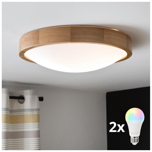  Brilagi-LED RGBW prigu&scaron;iva stropna lampa CARVALHO SLIM 2xE27/15W/230V Wi-Fi hrast prečnik 37 cm Cene