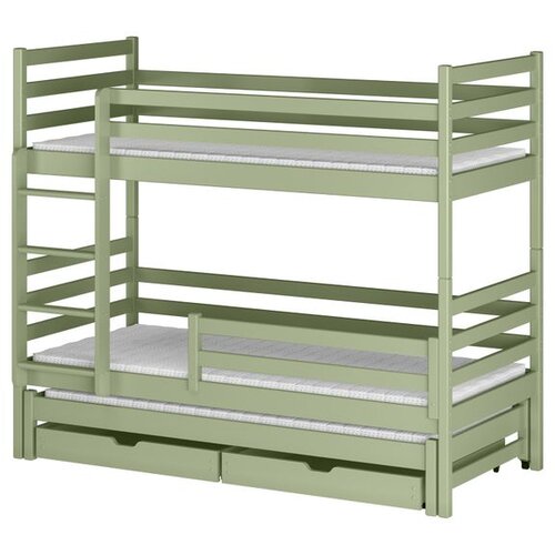 Molarem Home Drveni dječji krevet na kat Luk s tri kreveta i ladicom - olive - 180x80 cm - Bez madraca Cijene