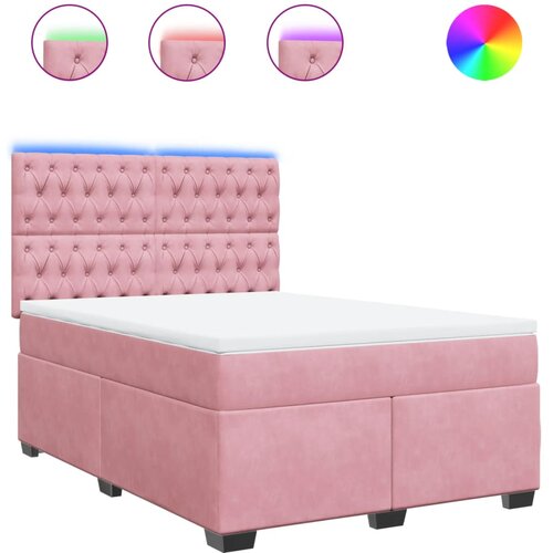 VidaXL Box spring postelja z vzmetnico roza 140x190 cm žamet, (21305252) Slike