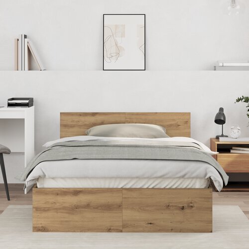 vidaXL Okvir kreveta s uzglavljem Smeđa 120 x 190 cm Konstruirano drvo Cene