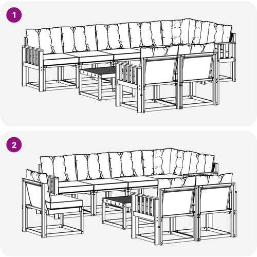  Set vanjskih sofa 9 kom. Prirodna i krem Slike