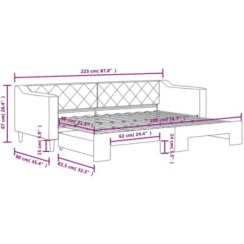 vidaXL dnevni krevet na razvlačenje smeđesivi 80 x 200 cm od tkanine Cijene