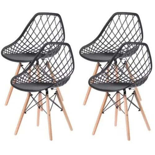 LemonPlanet Set trpezarijskih plastičnih stolica 4 kom Skandi crna Lemon 25-KS009SET Slike