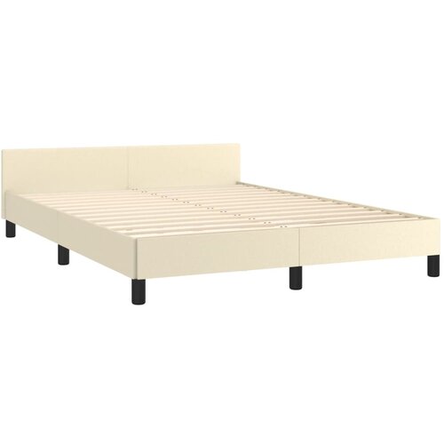  Okvir za krevet s uzglavljem krem 140x190 cm od umjetne kože Slike