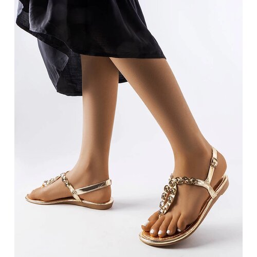 Gemre Golden sandals with rhinestones Larocque Cene