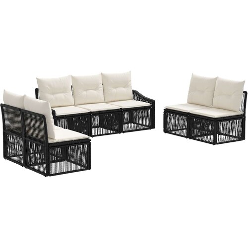 vidaXL Vrtna sedežna garnitura 7 pcs Črna poli ratan, (5000270968) Cene