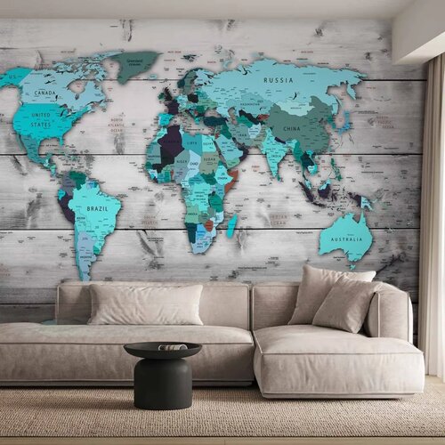  Foto tapeta - World Map: Blue Continents 350x256 Standard Cene