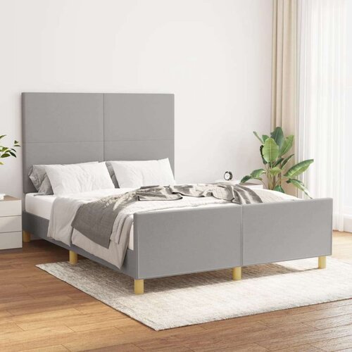  Posteljni okvir z vzglavjem svetlo siv 140x190 cm blago, (20903578) Slike