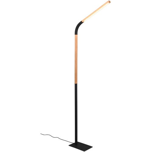 Tri O Črna/naravna LED stoječa svetilka z lesenim senčnikom (višina 169,5 cm) Norris – Cene
