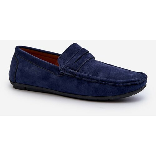 Kesi Men's eco suede loafers, navy blue, Nedlin Slike