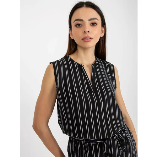 Fashion Hunters FRESH MADE women's black striped blouse without sleeves
