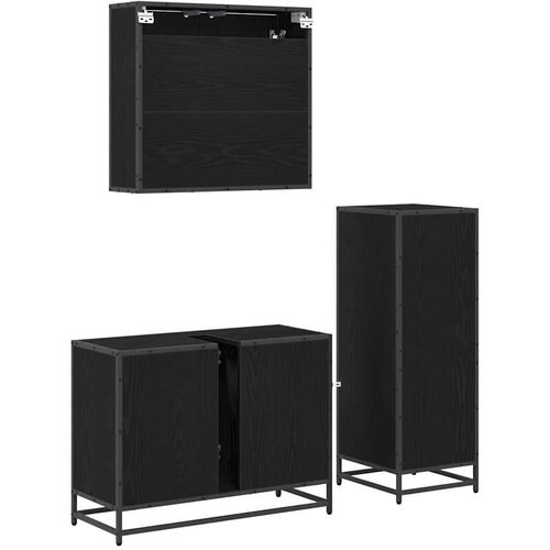 VidaXL set namje&amp;scaron;taja za kupaonicu 3 pcs crni hrast 80 x 33 x 60 cm Slike