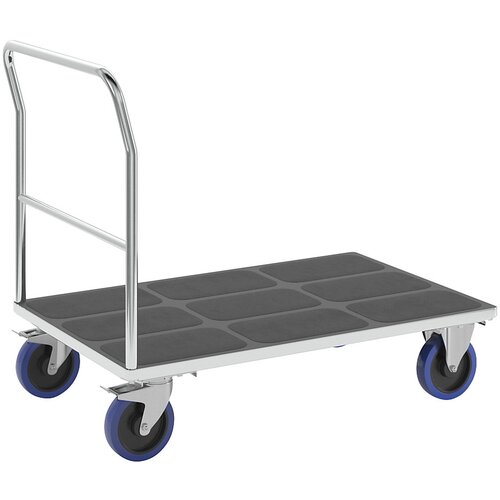 eurokraft pro Ploski voziček s cevnim potisnim ročajem, nakladalna površina DxŠ 1250 x 800 mm, polno elastična Cene
