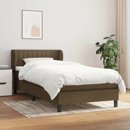  Box spring postelja z vzmetnico temno rjava 90x200 cm blago, (20724476)