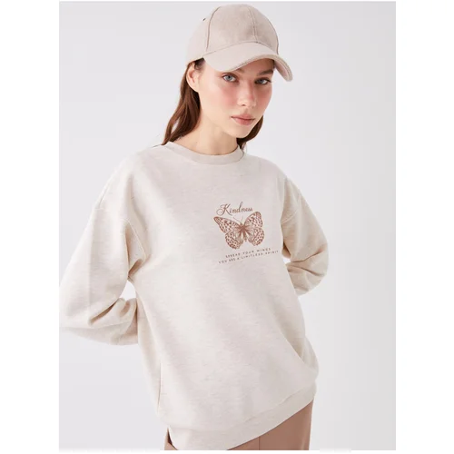 LC Waikiki Women's Crew Neck Printed Long Sleeve Oversized Sweatshirt.