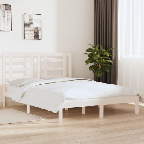 The Living Store Posteljni okvir bel iz trdne borovine 160x200 cm - Posteljni Okvir, (21523962) Slike