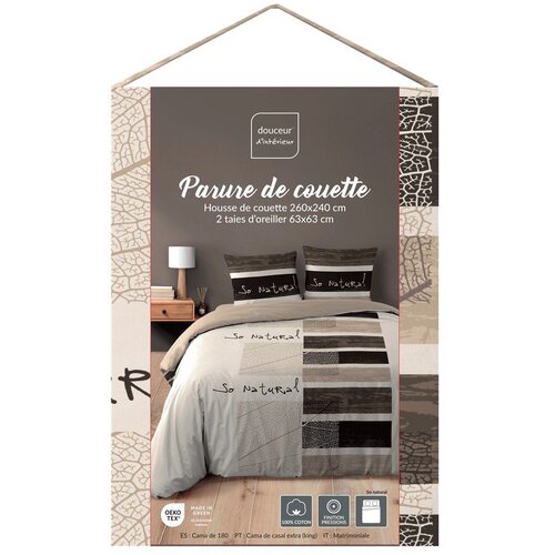 Douceur d int&amp;eacute;rieur Rjava 3-delna bombažna posteljnina za zakonsko posteljo/podalj&amp;scaron;ana 260x240 cm So Natural &amp;ndash; Slike