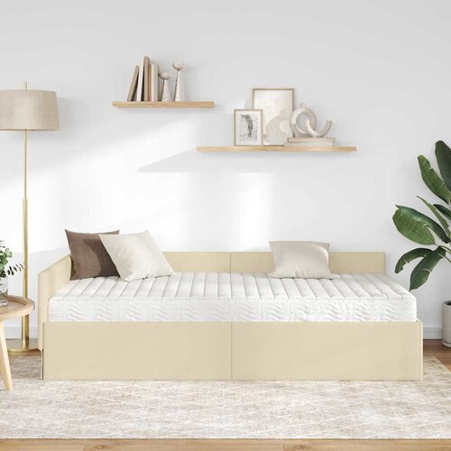  Kutni krevetni okvir s madracem 2 kom. Krema 100 x 200 cm Slike