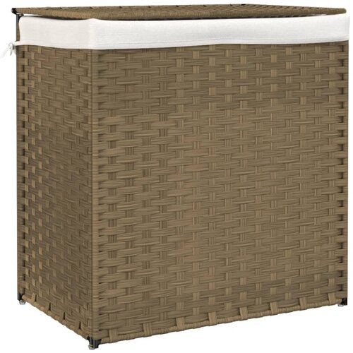 vidaXL Košara za perilo z 2 predelkoma 53x35x57 cm poli ratan, (20951315) Cene