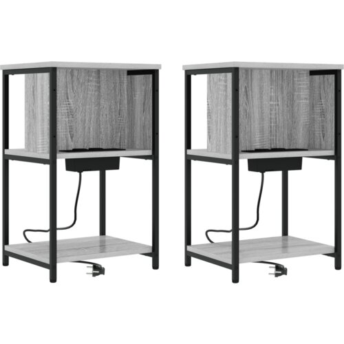  Noćni ormar 2 pcs Sivi hrast sonoma 38 x 31 x 61 cm Slike