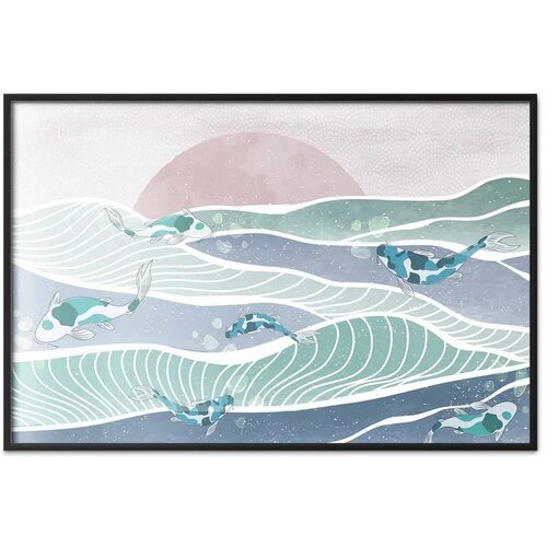  Plakat - Fish on the Waves 60x40 Crni okvir Cijene