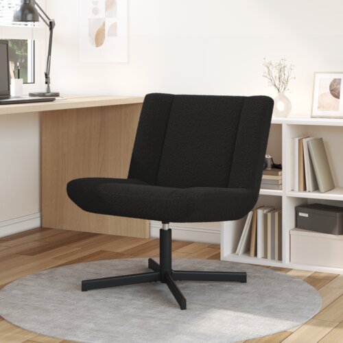 Crna Vrtljiv stol Črna 63 x 75 x 76 cm Ovčja koža, (5000288966) Slike
