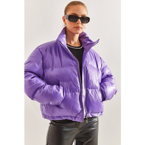 Bianco Lucci Women&amp;#039;s Judge Collar Leather Puffer Coat Slike