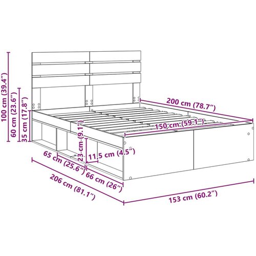  Okvir za krevet s uzglavljem Sonoma hrast 150 x 200 cm Slike