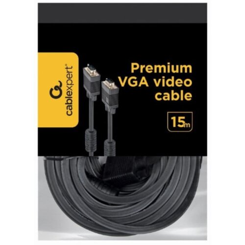  SVGA kabl, 15M-15M dual-shielded + 2xFer 15m crni, GEMBIRD CC-PPVGA-15M-B Slike