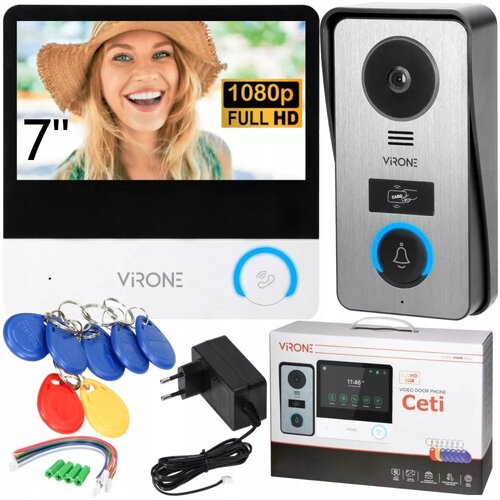 VIRONE CETI VDP-60FHD &amp;ndash; Video portafon 7&amp;quot; Full HD s dotiknim zaslonom in RFID čitalnikom Slike
