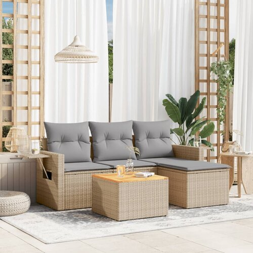 vidaXL 5-dijelni set vrtnih sofa s jastucima bež od poliratana Cene