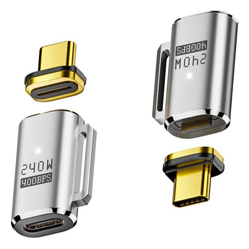 INF Magnetni adapter: USB-C ženski na USB-C mo&amp;scaron;ki ravni priključek, 240 W magnetno polnjenje Silver, (5000291451) Slike