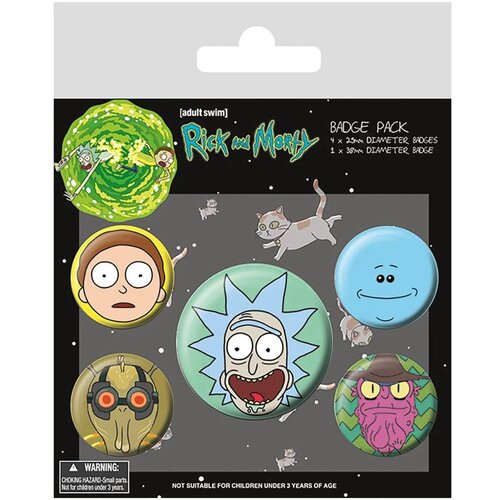 Pyramid bedževi Rick And Morty (Heads) - Badge Pack Cene