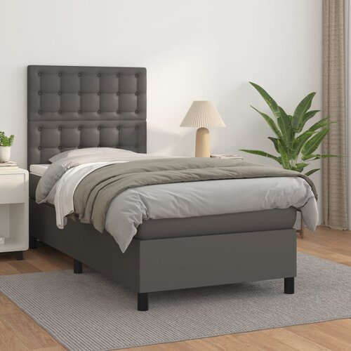 The Living Store Box spring postelja z vzmetnico siva 90x200 cm umetno usnje - Box Spring Postelja, (21515163) Slike