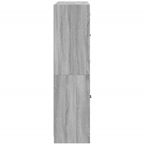  Regal za knjige s vratima boja hrasta 136x37x142 cm drveni Siva Slike